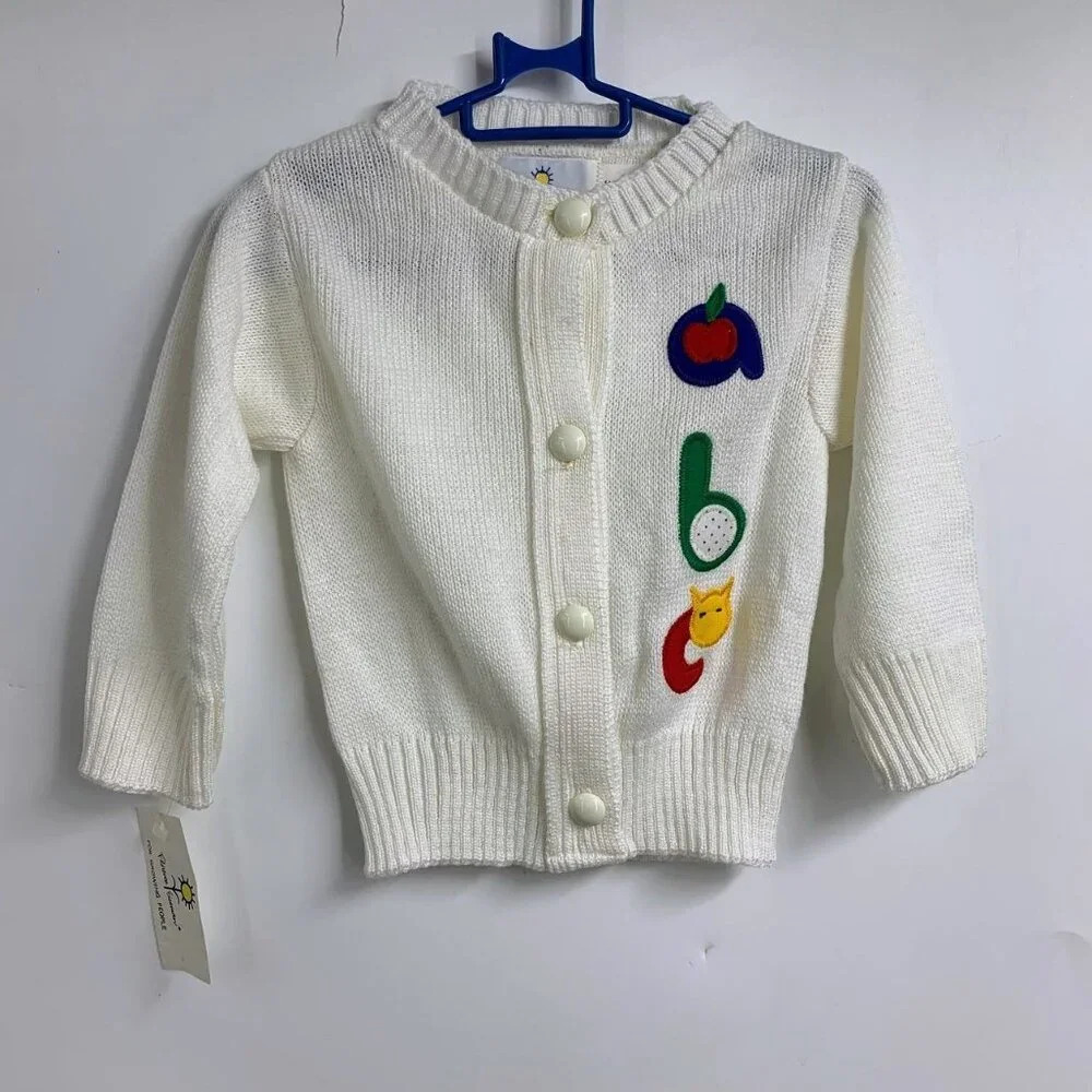 Florence Eiseman Girls Vintage ABS's Embroidered Long Sleeve Cardigan Size L NWT